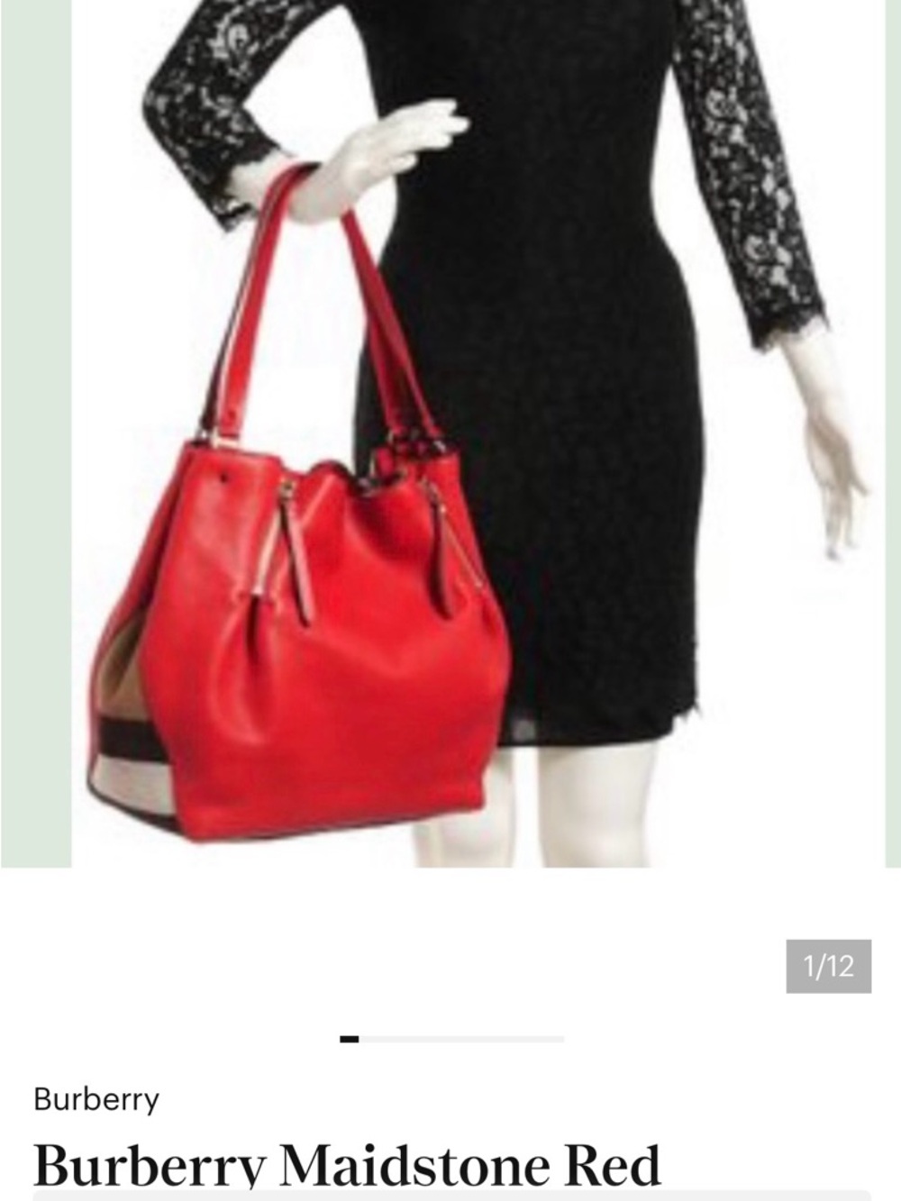 Burberry Red Leather Shoulder Hobo Bag